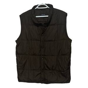Lands' Ends Men's Brown Puffer Down Vest Button Snap Front Size M 38-40